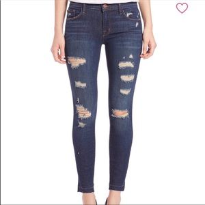 J Brand Cropped, Low-Rise, Distressed Skinny Jeans